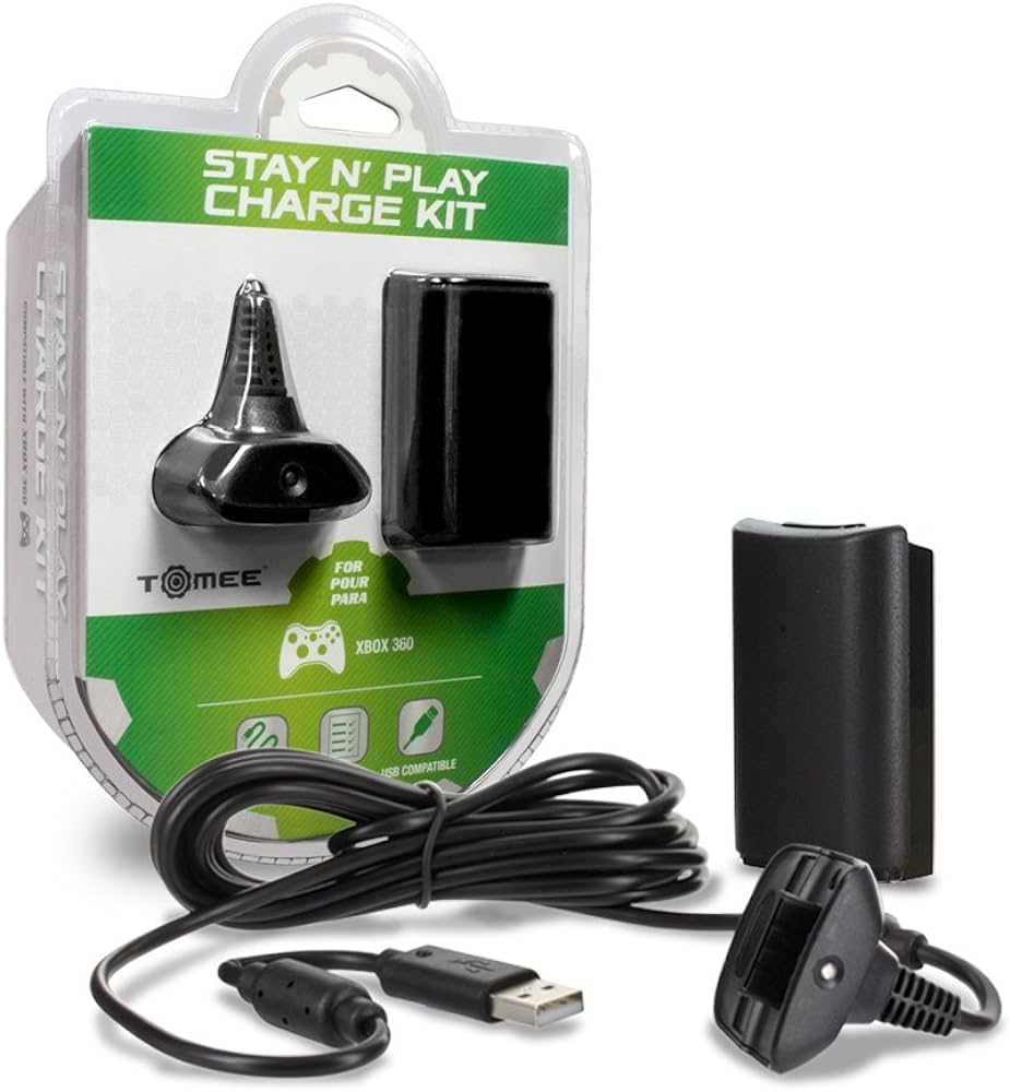 Xbox 360 Charge and Play Kit - Black - Tomee (W6)